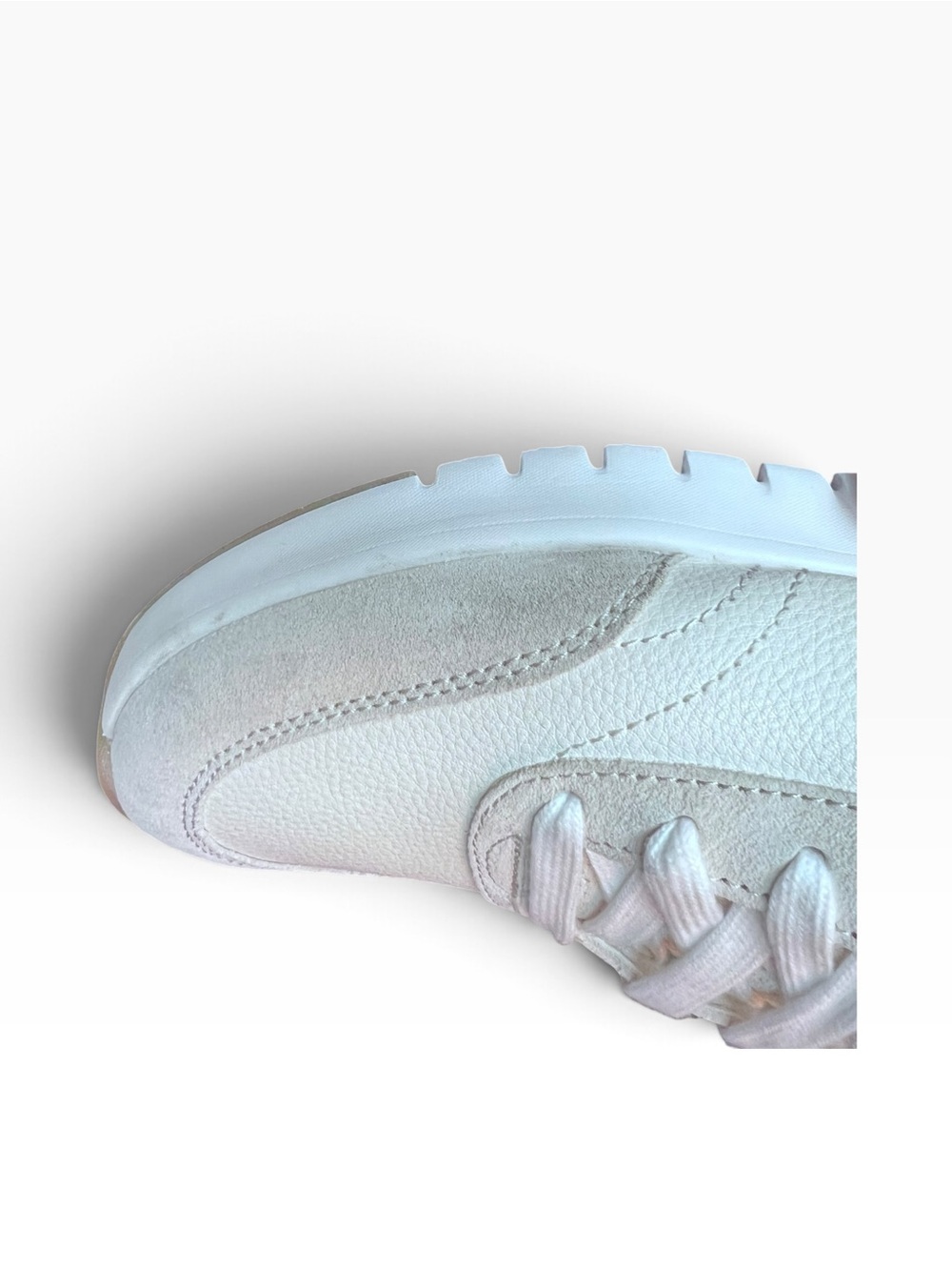 Vionic Uptown Cream Off White Leather Suede Metallic Silver Lace Up Sneakers 8.5 - Picture 7 of 10